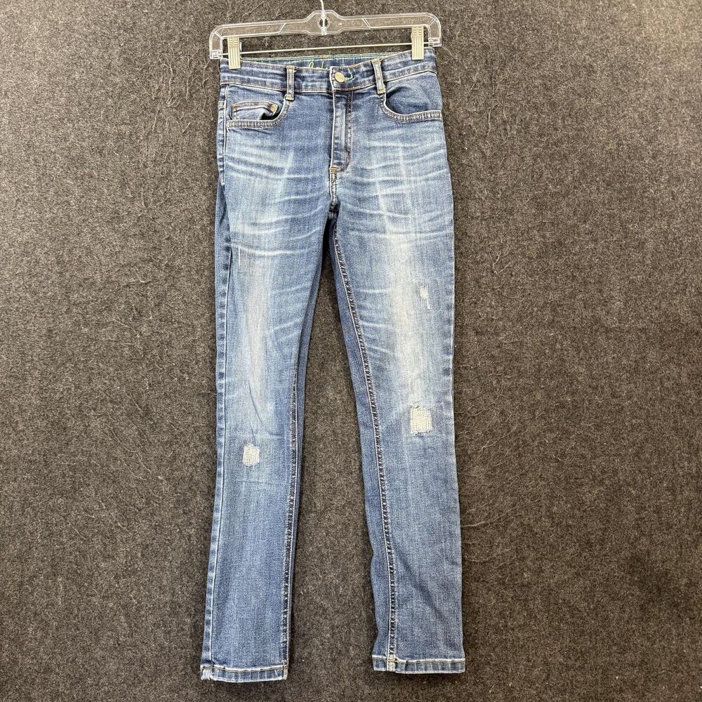Boden Jeans Kids 10-11 Years Blue Distressed Skinny Slim Adjustable Waist Denim